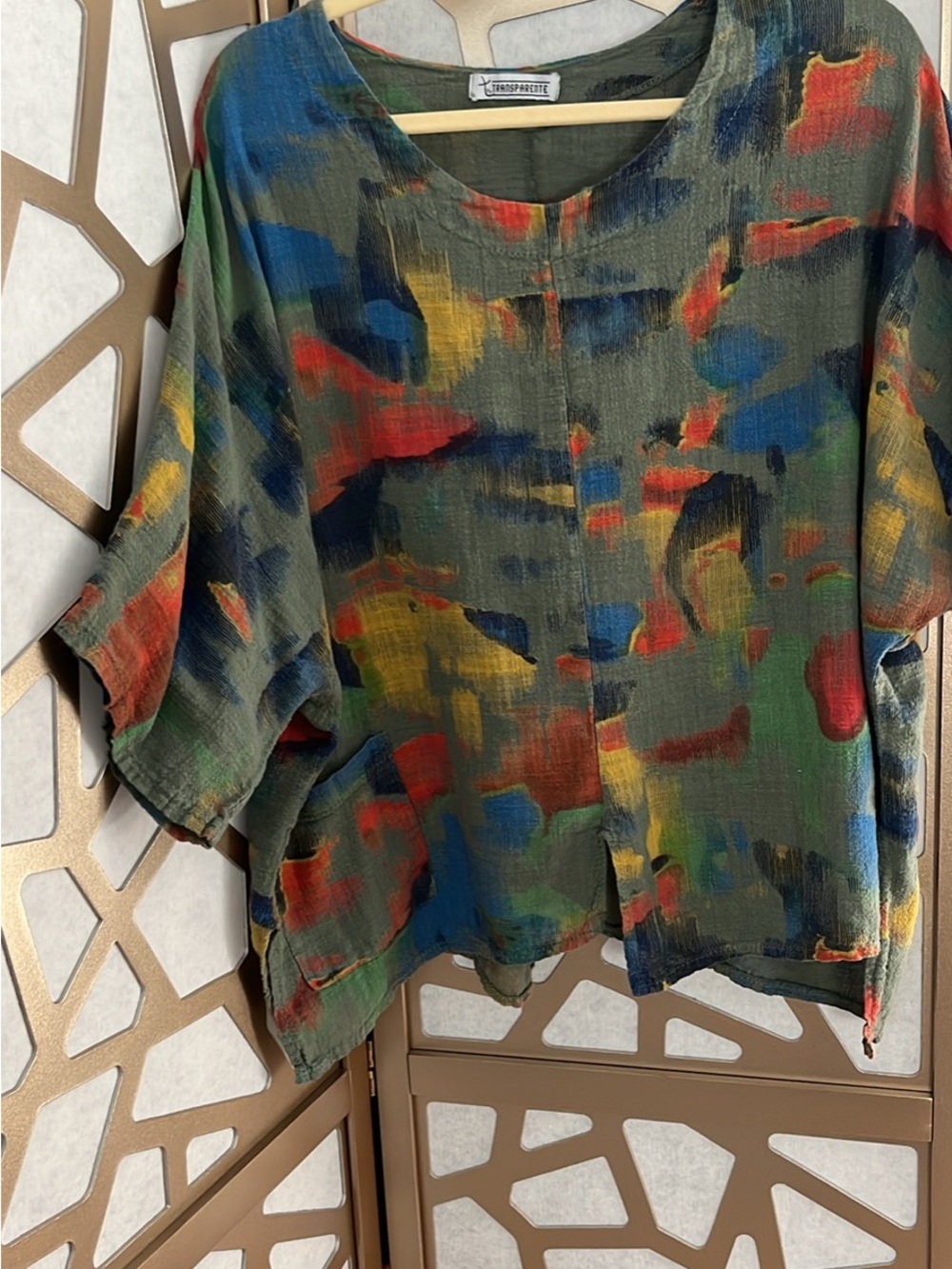 Abstract Brushstroke Women's Blouse - Multicolor